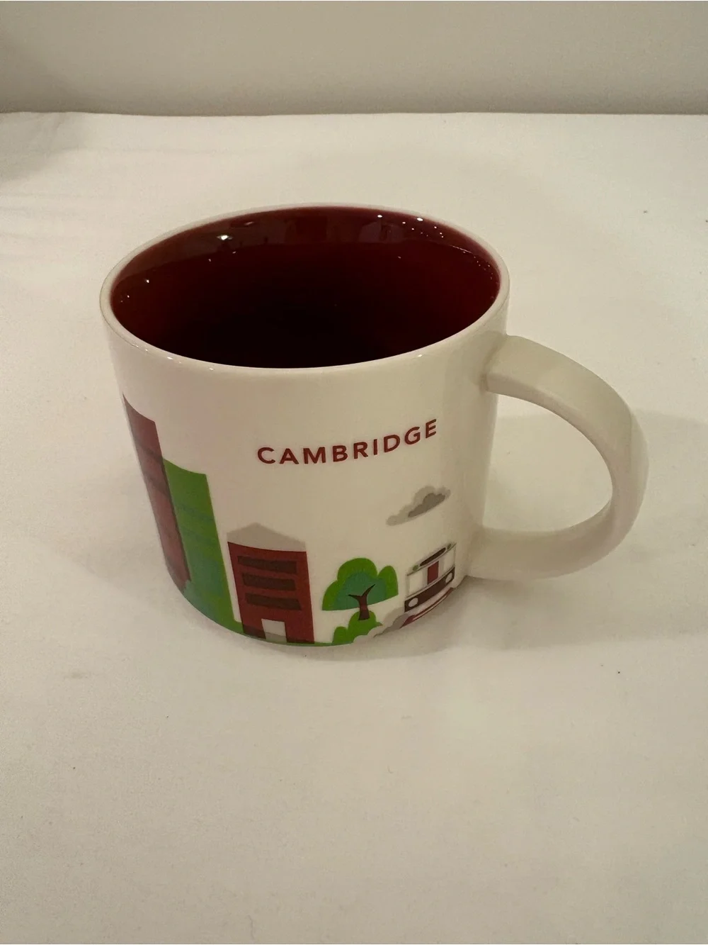 Starbucks Cambridge Mug - White Exterior with Maroon Interior